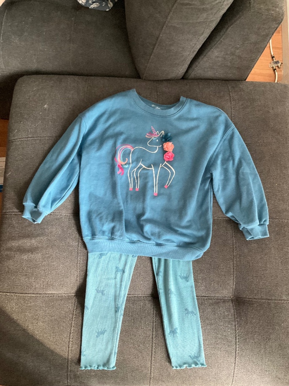EUC 365 Kids Garanimals Blue Pony Sweatshirt and Leggings Size 6